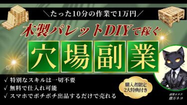 【たった10分の作業で1万円】木製パレットDIYで稼ぐ穴場副業【ビジネス本研究所】